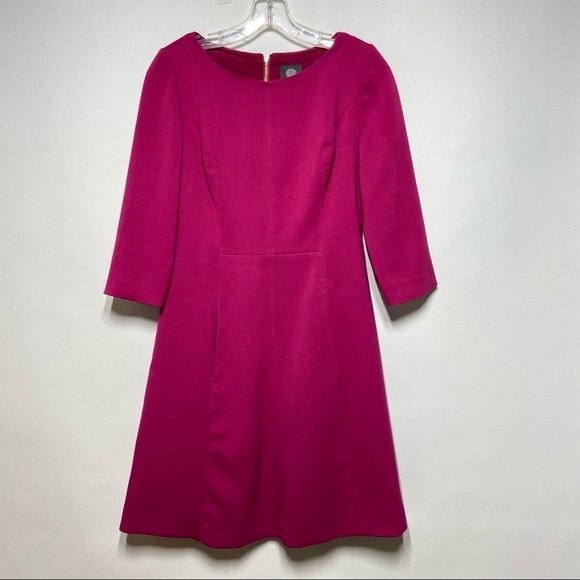 VINCE CAMUTO Crepe A-Line Dress in Magenta 4 - Picture 3 of 12